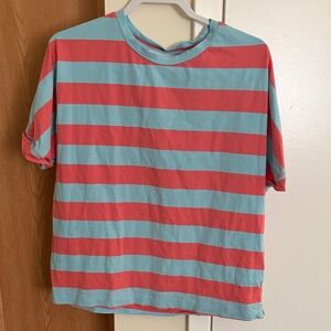Vine & Love Kids Striped Tee - Coral and Aqua